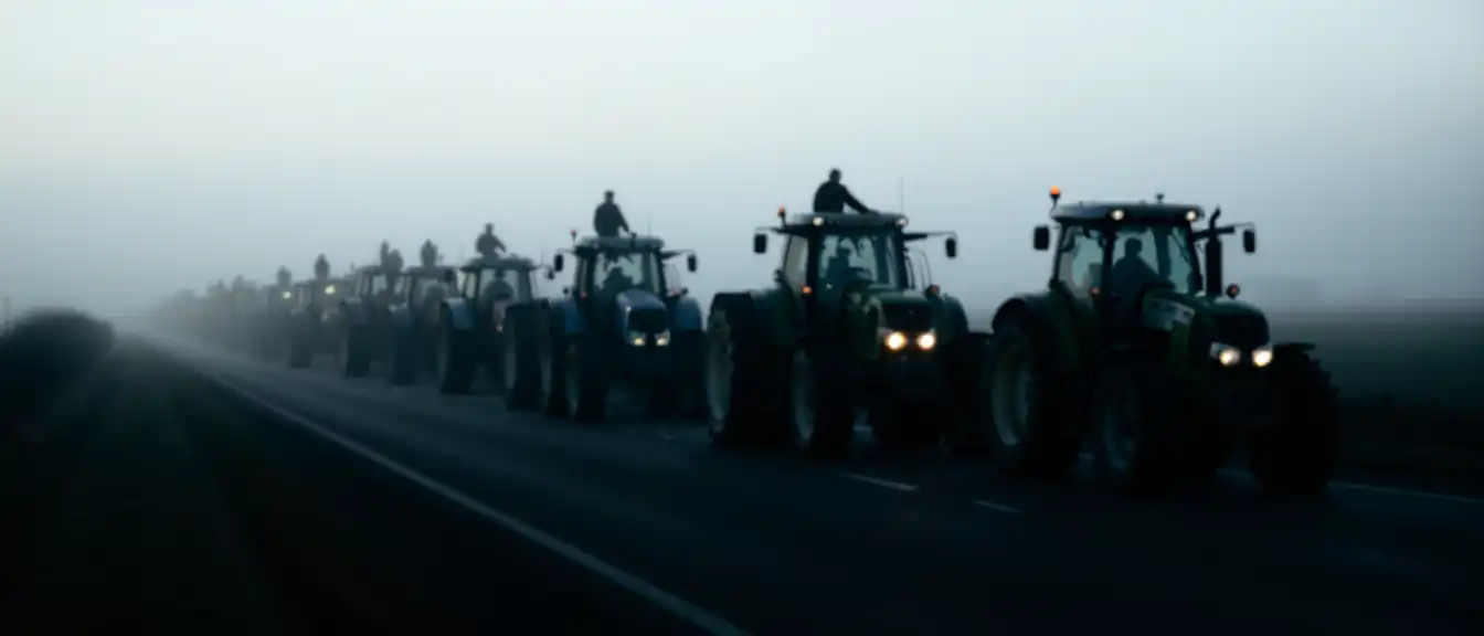 Трехкилометровая цепь тракторов парализовала датские дороги в знак протеста против экологических реформ